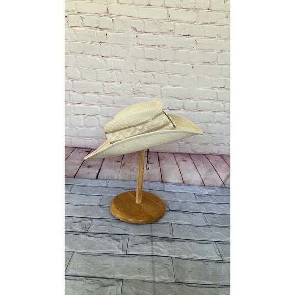 Vintage Michelle Mcgann By SONNI STRAW WESTERN HAT  beige